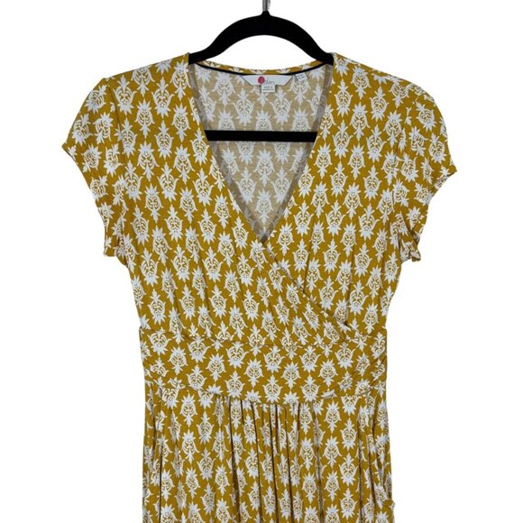 Boden Yellow & White Short Sleeve Dress with Pockets Women's US Size 4 Petite - Picture 3 of 9